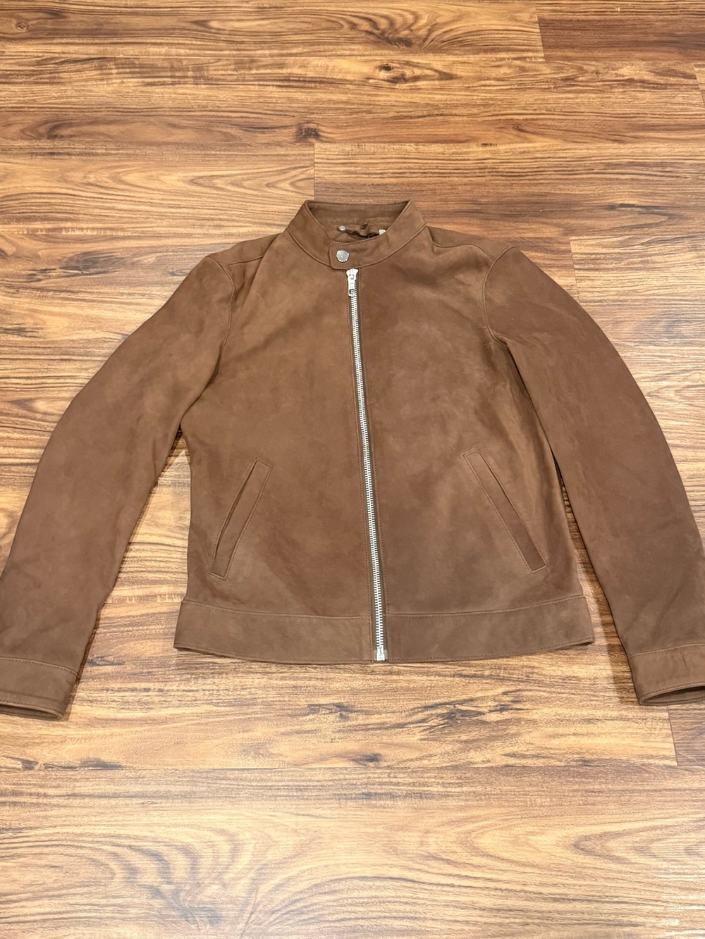 Thursday Racer Jacket In Tobacco Brown Suede Size Small